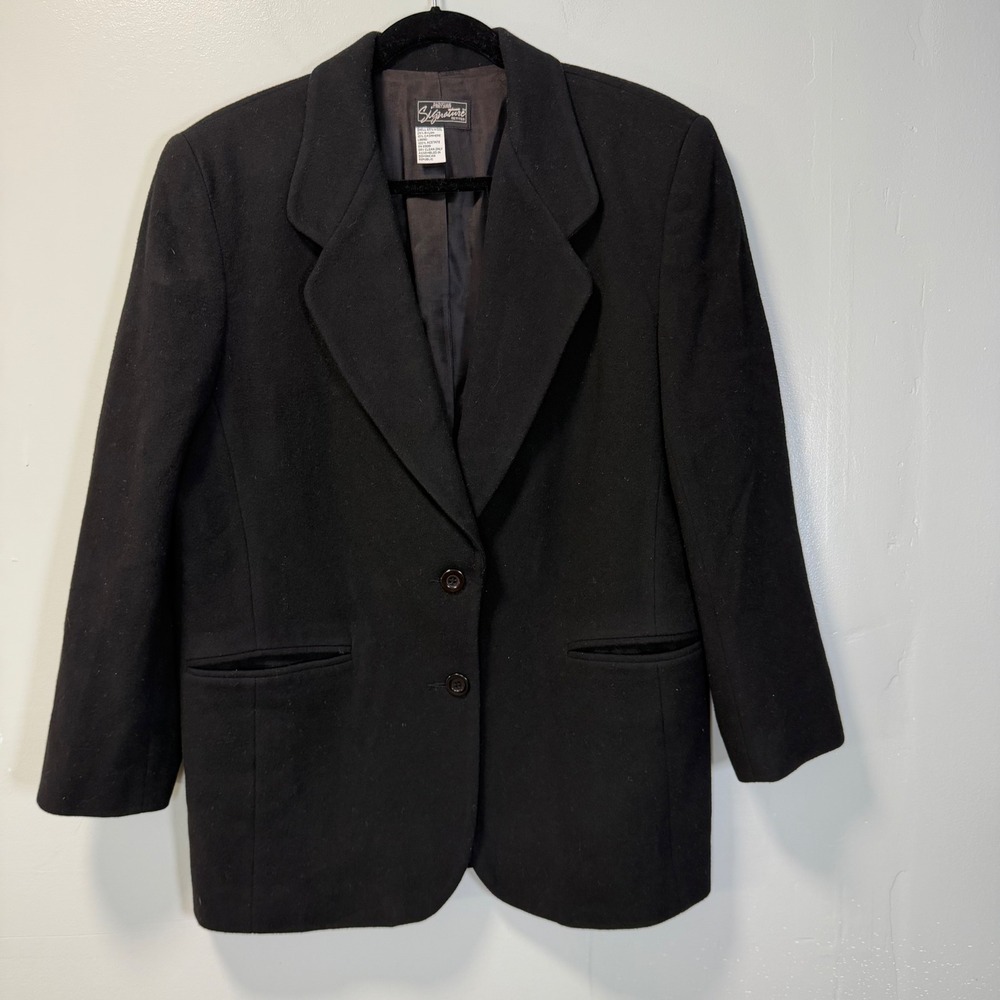 Parisian Signature Petite Wool Cashmere Blend Blazer Black Vintage Coat